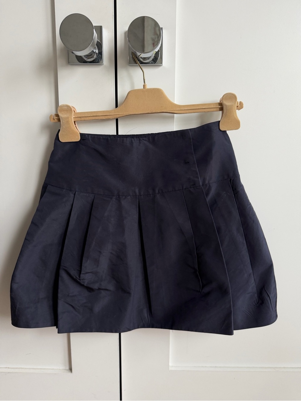 Prada navy Pleated wrap Mini Skirt
